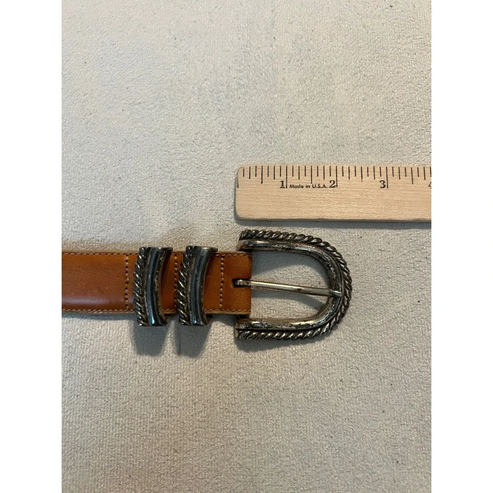 Brighton Vintage 1993 Brown Leather Western Belt Silver Buckle Mens Large